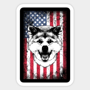 Patriotic Shiba Inu American Flag Sticker